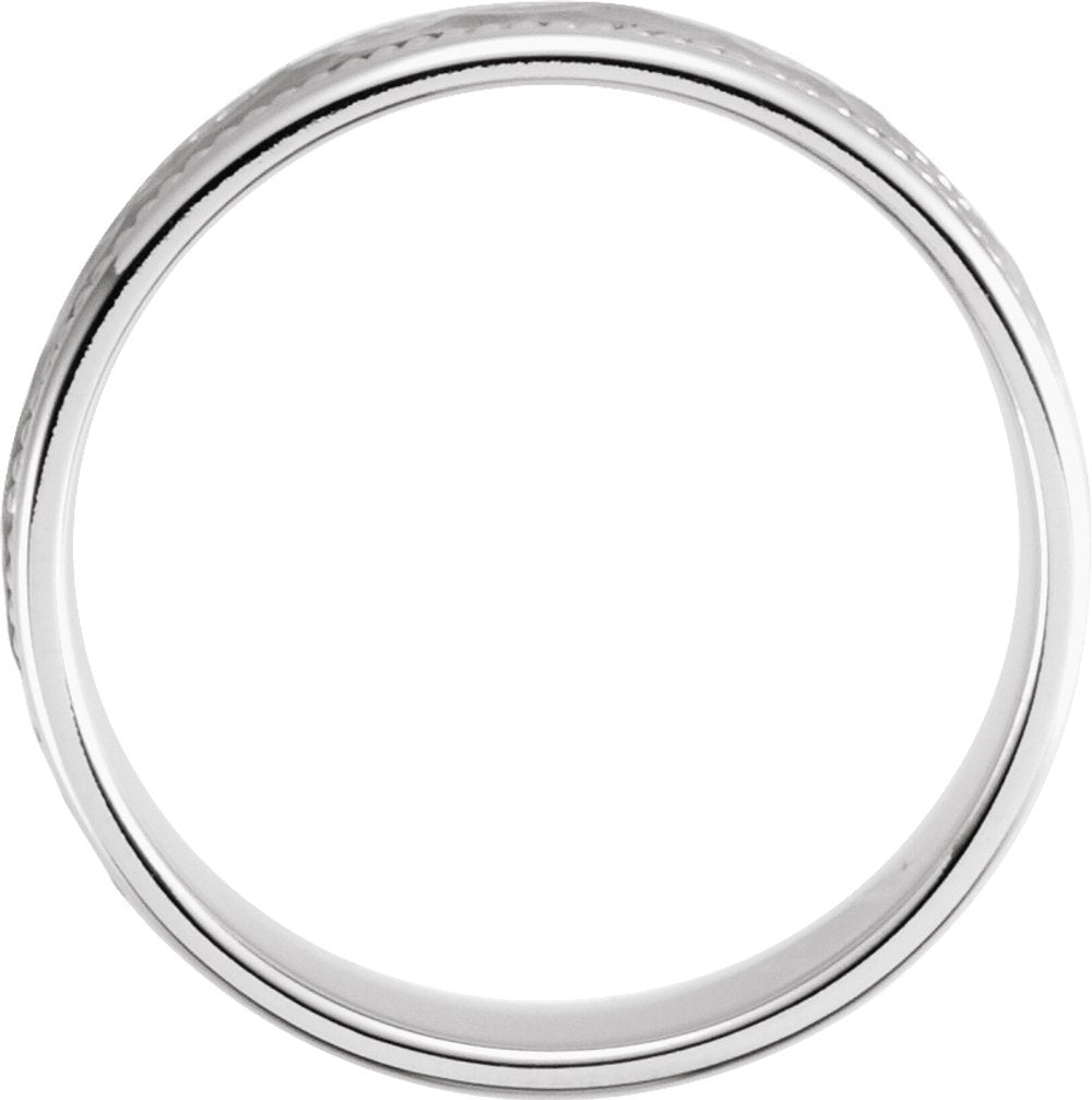 14K White Gold 8 mm Rope Edge Comfort-Fit Flat Band Size 9