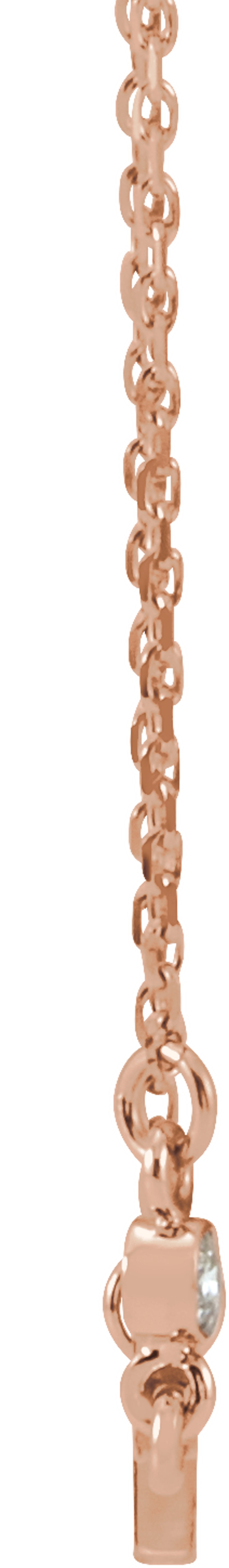 14K Rose Gold .03 CTW Natural Diamond Sideways Cross 16-18" Necklace