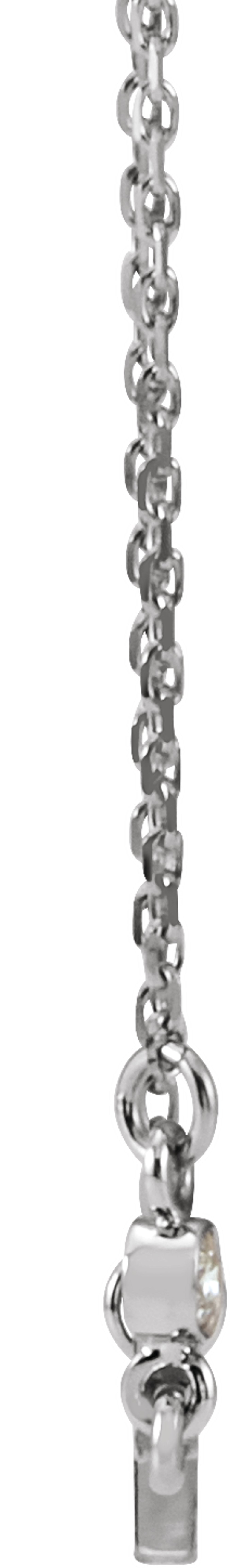14K White Gold .03 CTW Natural Diamond Sideways Cross 16-18" Necklace