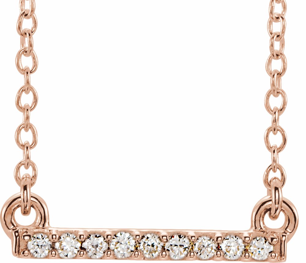 14K Rose Gold .07 CTW Petite Natural Diamond Bar 16-18" Necklace