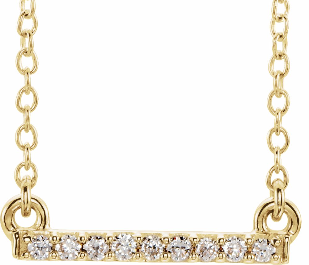 14K Yellow Gold .07 CTW Petite Natural Diamond Bar 16-18" Necklace