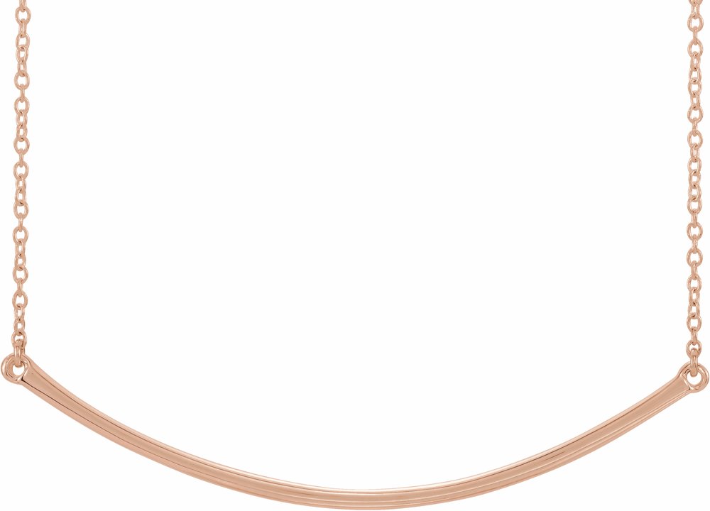 14K Rose Curved Bar 20" Necklace