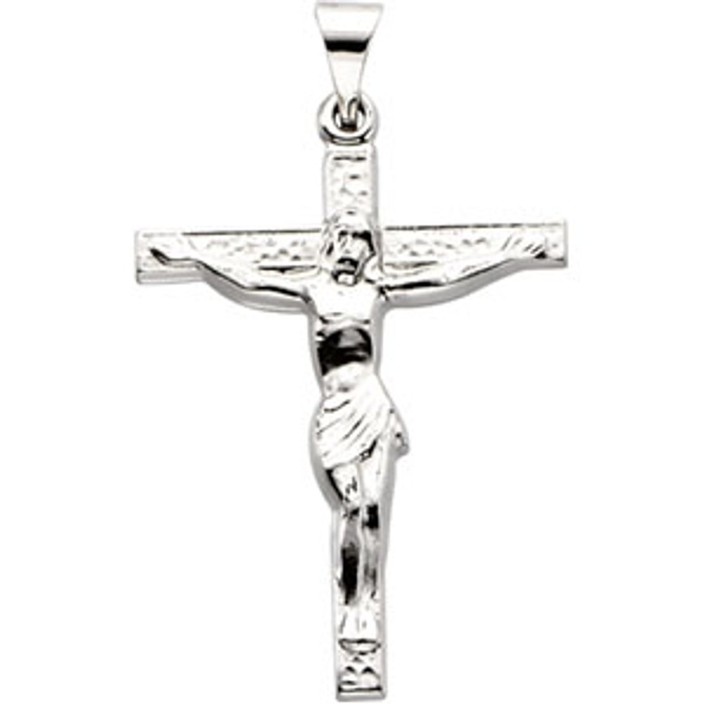 14K White Gold 24.5x19.2 mm Crucifix Pendant
