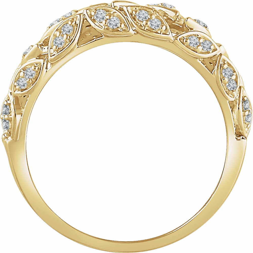 14K Yellow Gold 1/2 CTW Natural Diamond Leaf Ring