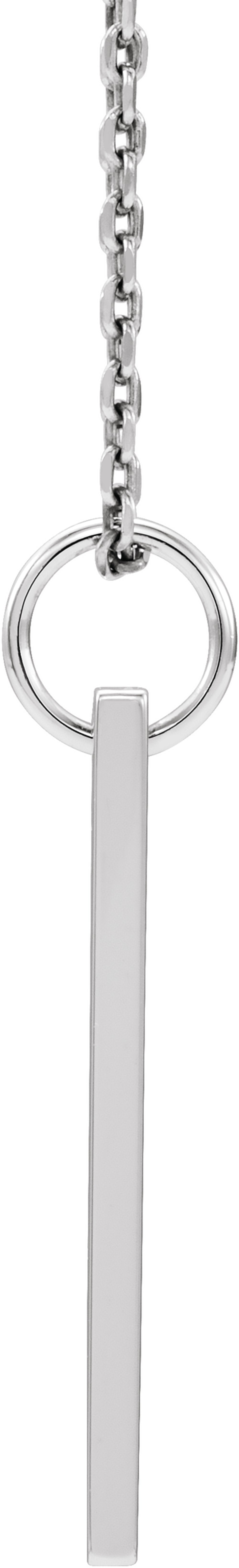 14K White Gold .03 CT Natural Diamond Engravable Bar 16-18" Necklace