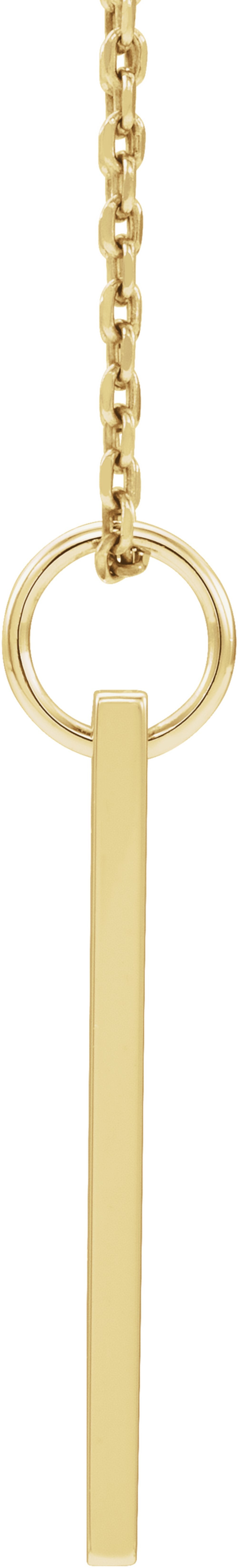 14K Yellow Gold .03 CT Natural Diamond Engravable Bar 16-18" Necklace