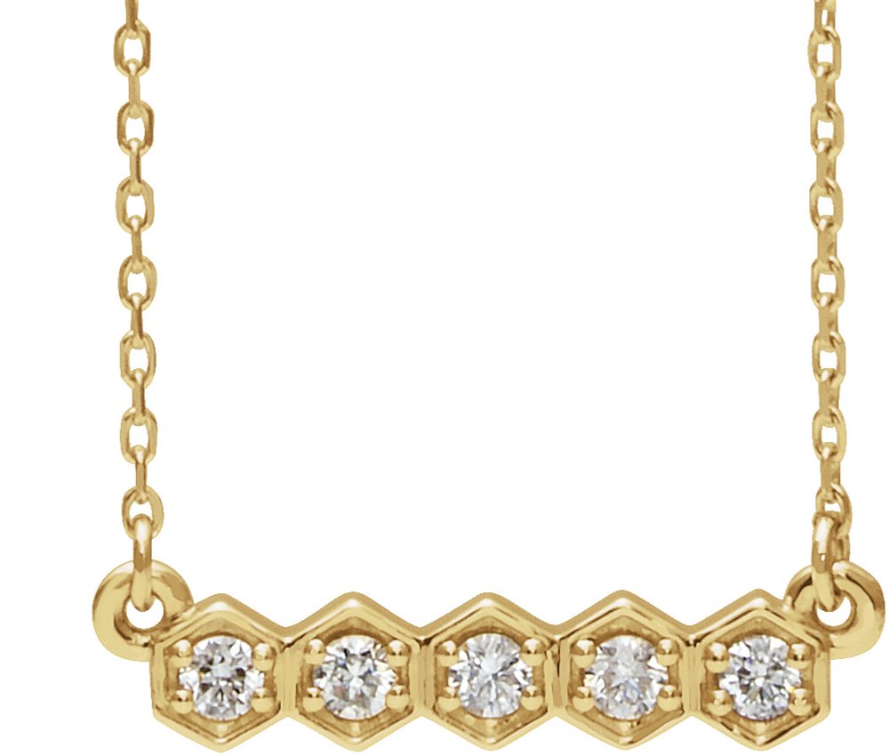 14K Yellow Gold 1/5 CTW Natural Diamond Bar 16-18" Necklace