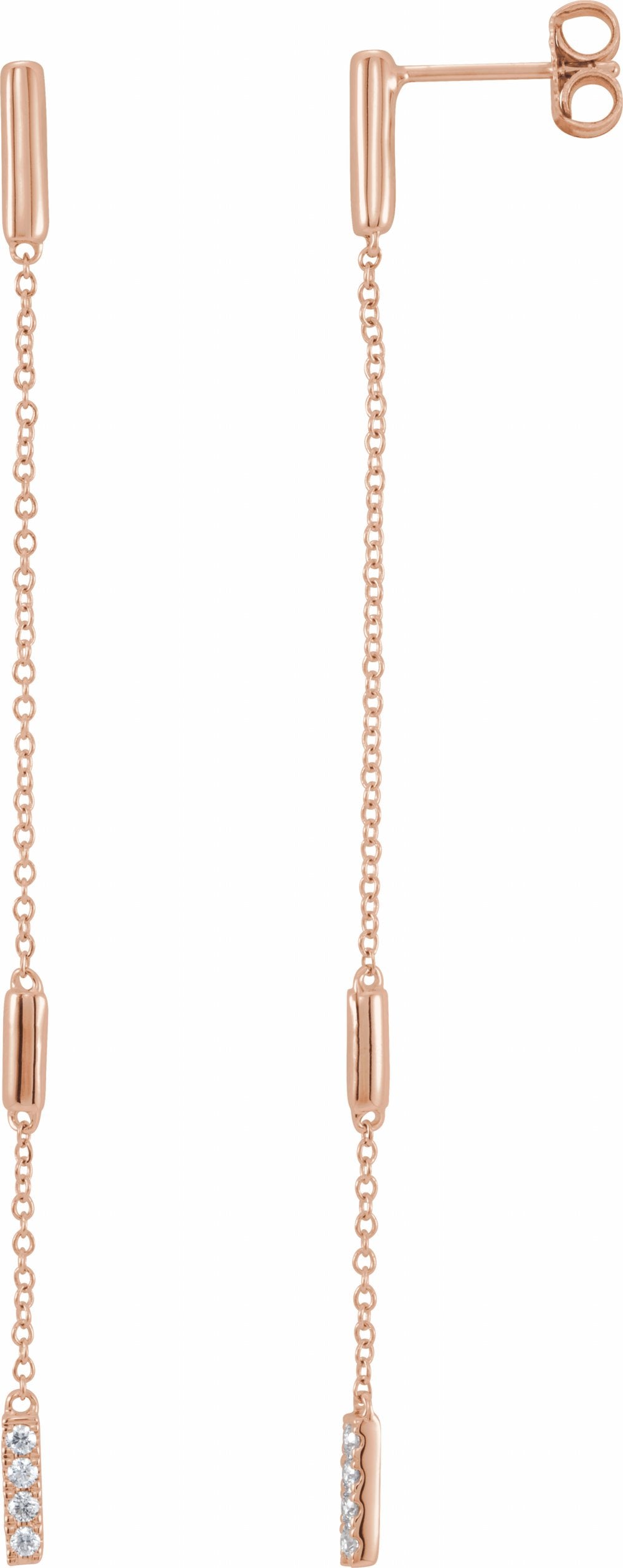 14K Rose Gold 1/10 CTW Natural Diamond Chain Earrings