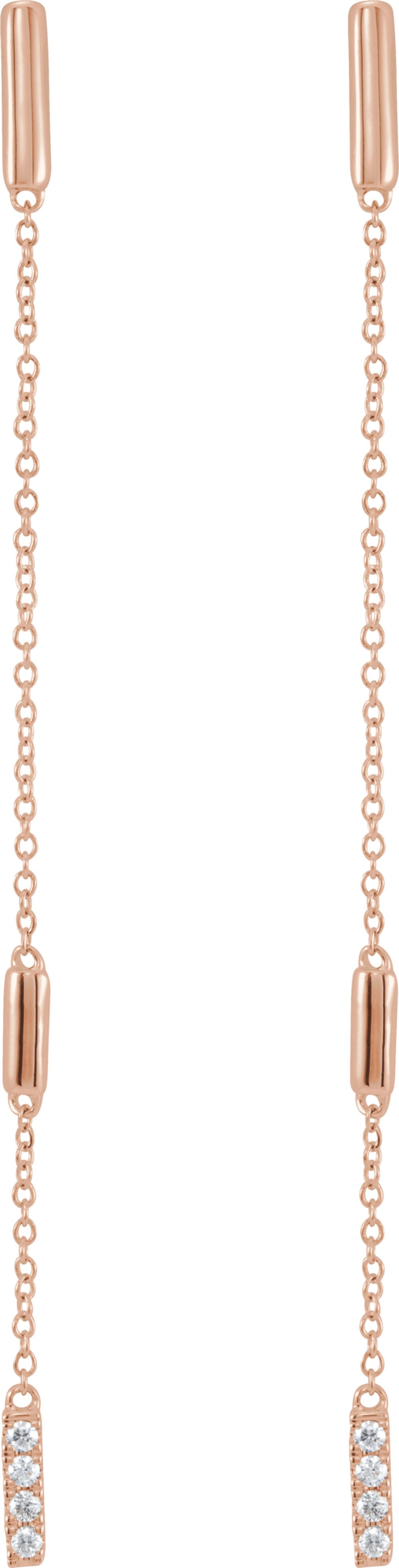 14K Rose Gold 1/10 CTW Natural Diamond Chain Earrings