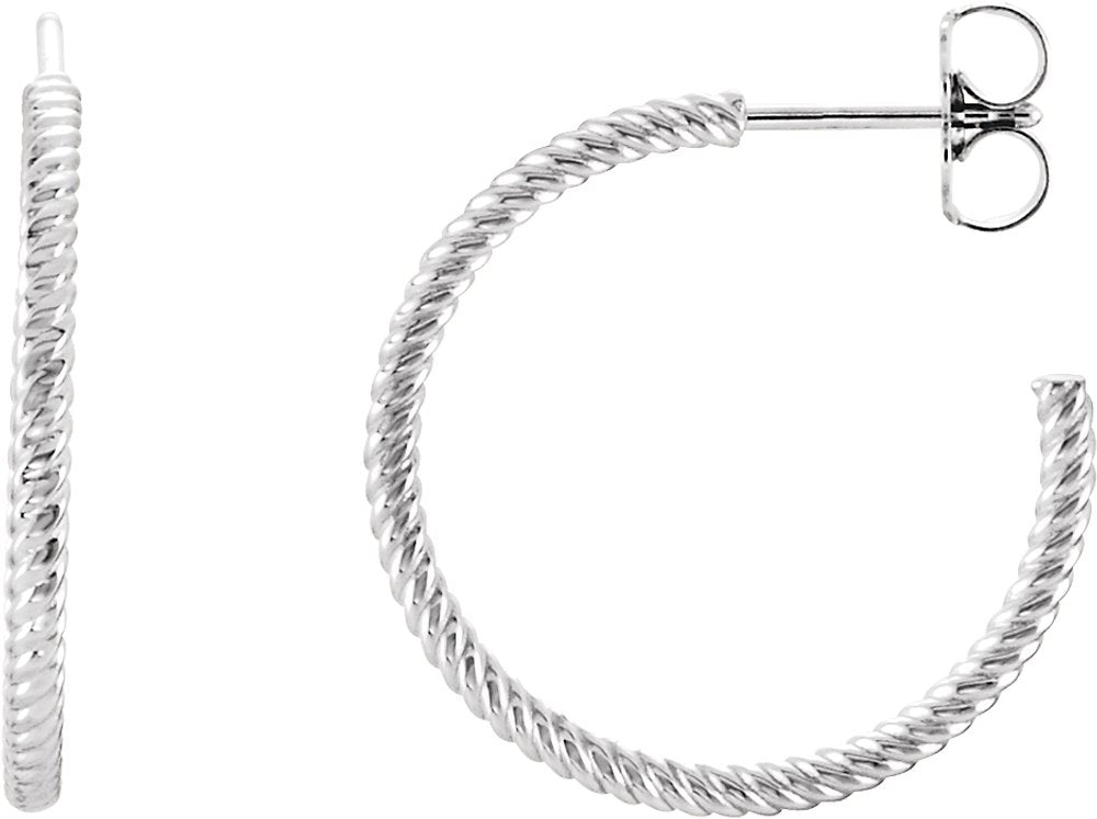 Sterling Silver Rope 21 mm Hoop Earrings