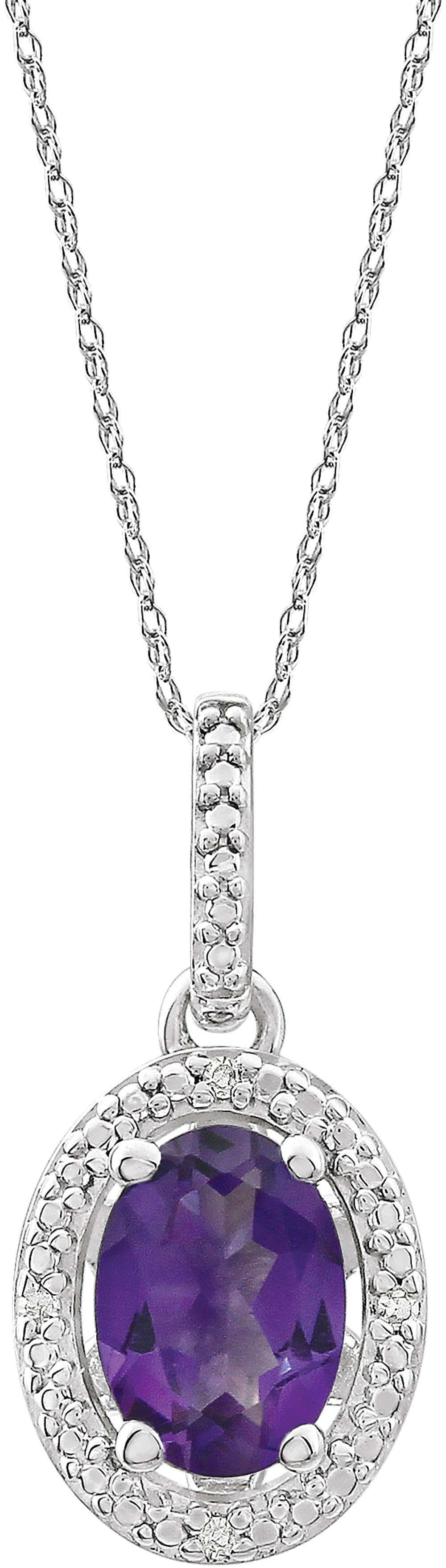 Sterling Silver Natural Amethyst & .01 CTW Natural Diamond 18" Necklace