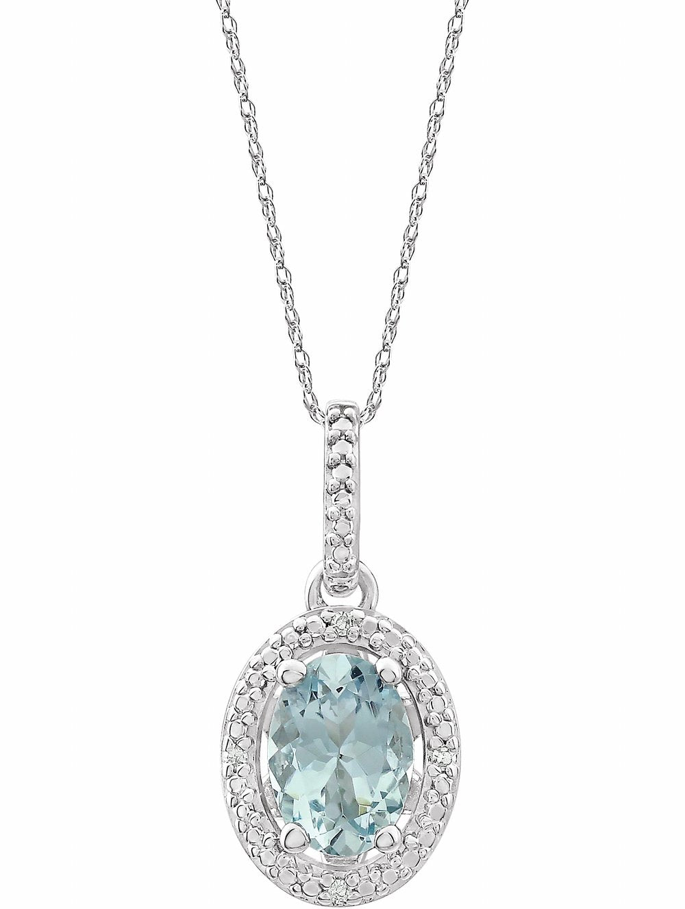 Sterling Silver Natural Aquamarine & .01 CTW Natural Diamond 18" Necklace