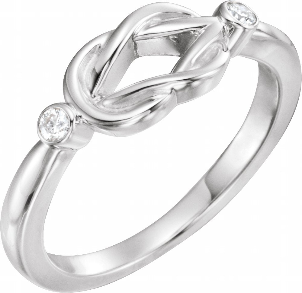 Sterling Silver .06 CTW Natural Diamond Knot Ring