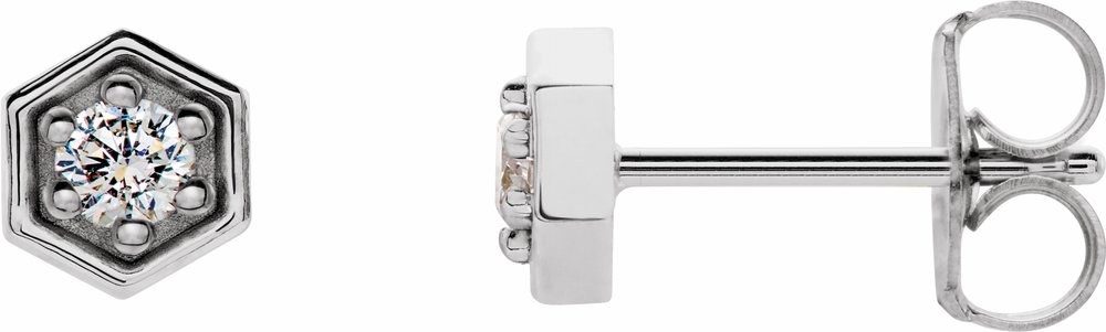 14K White 1/8 CTW Natural Diamond Hexagon Stud Earrings