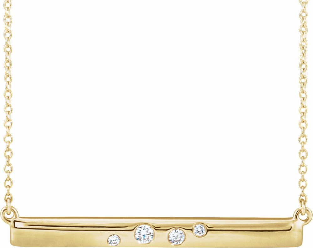 14K Yellow Gold 1/10 CTW Natural Diamond Bar 16-18" Necklace