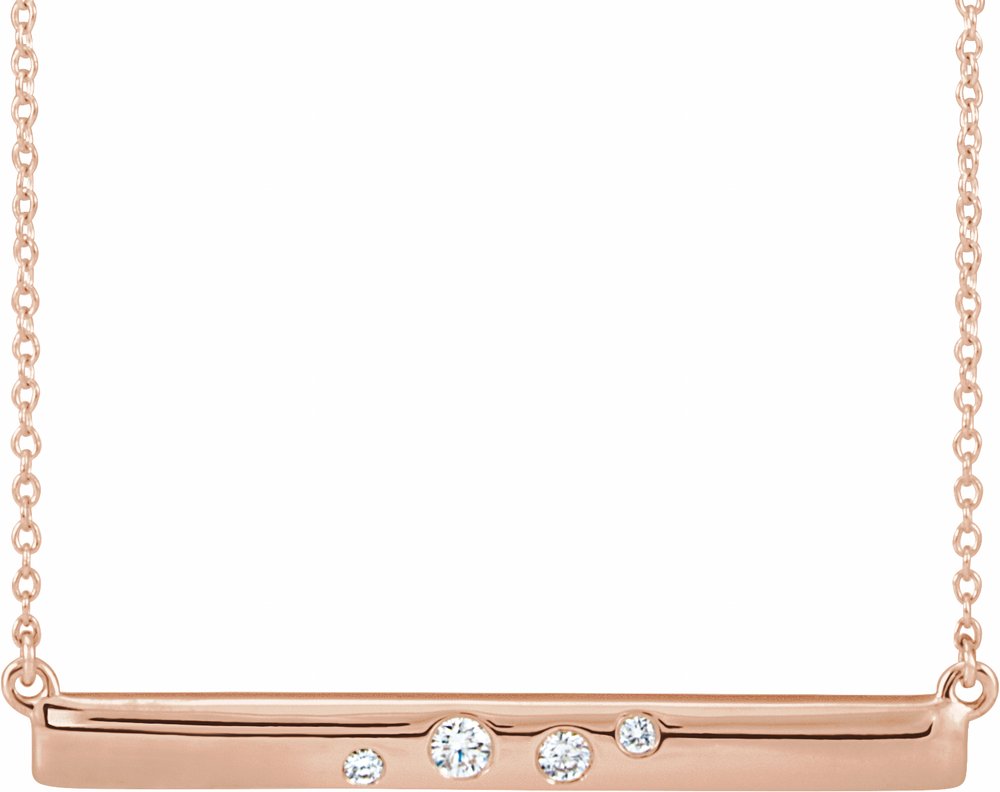 14K Rose Gold 1/10 CTW Natural Diamond Bar 16-18" Necklace