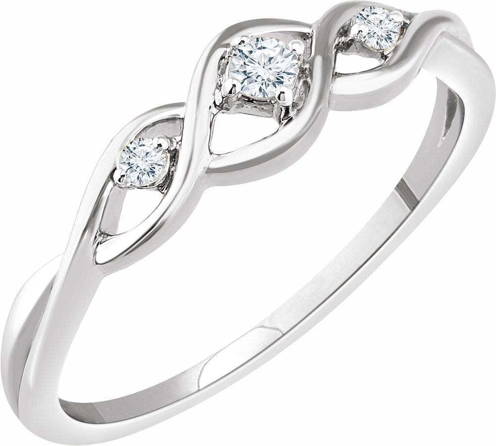 14K White Gold .08 CTW Natural Diamond Freeform Ring