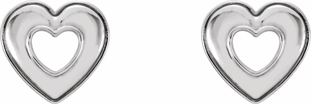 14K White Gold Heart Earrings