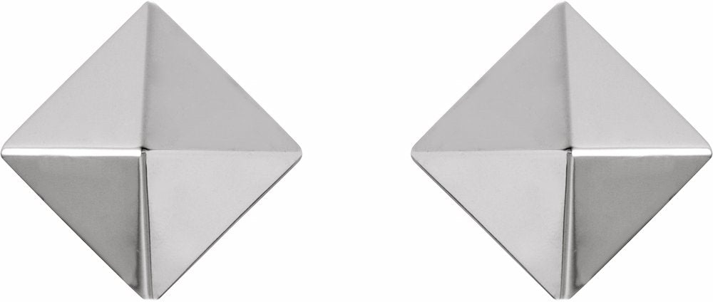 14K White Pyramid Stud Earrings