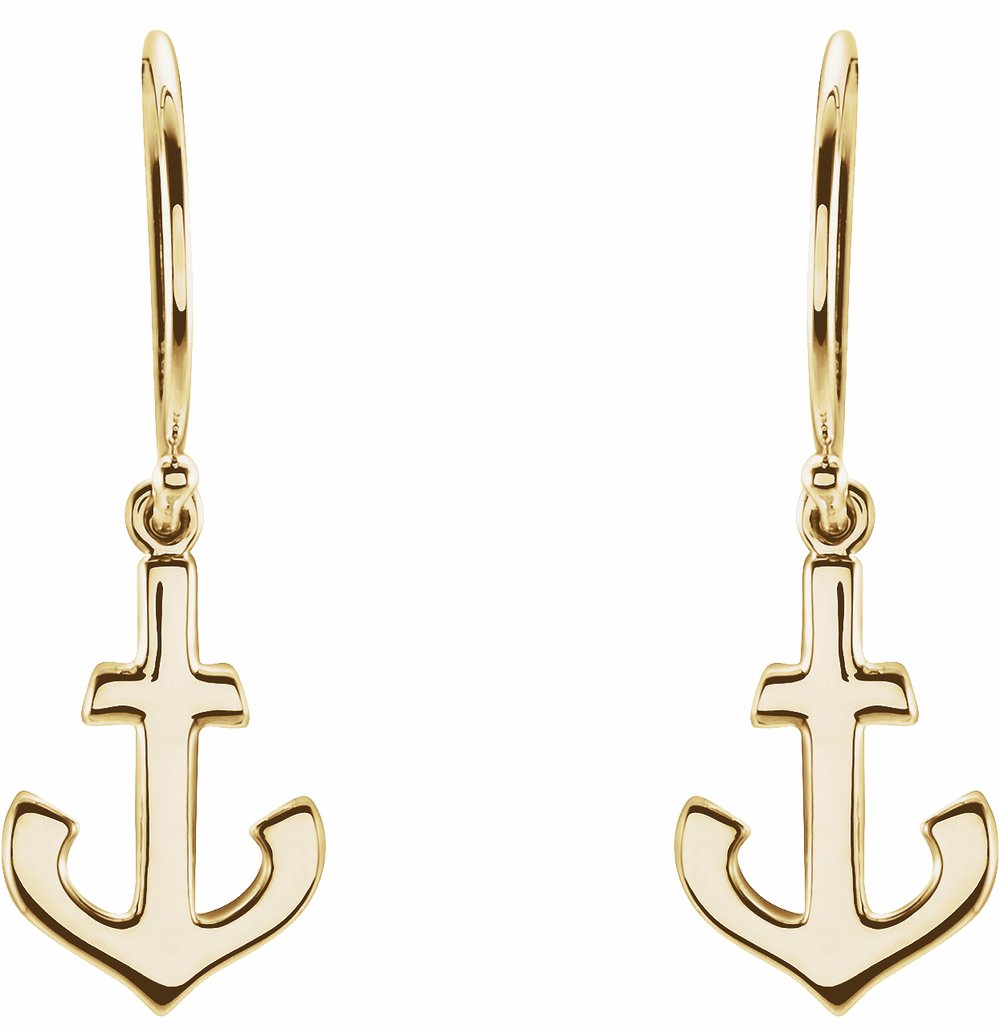 14K Yellow Anchor Earrings