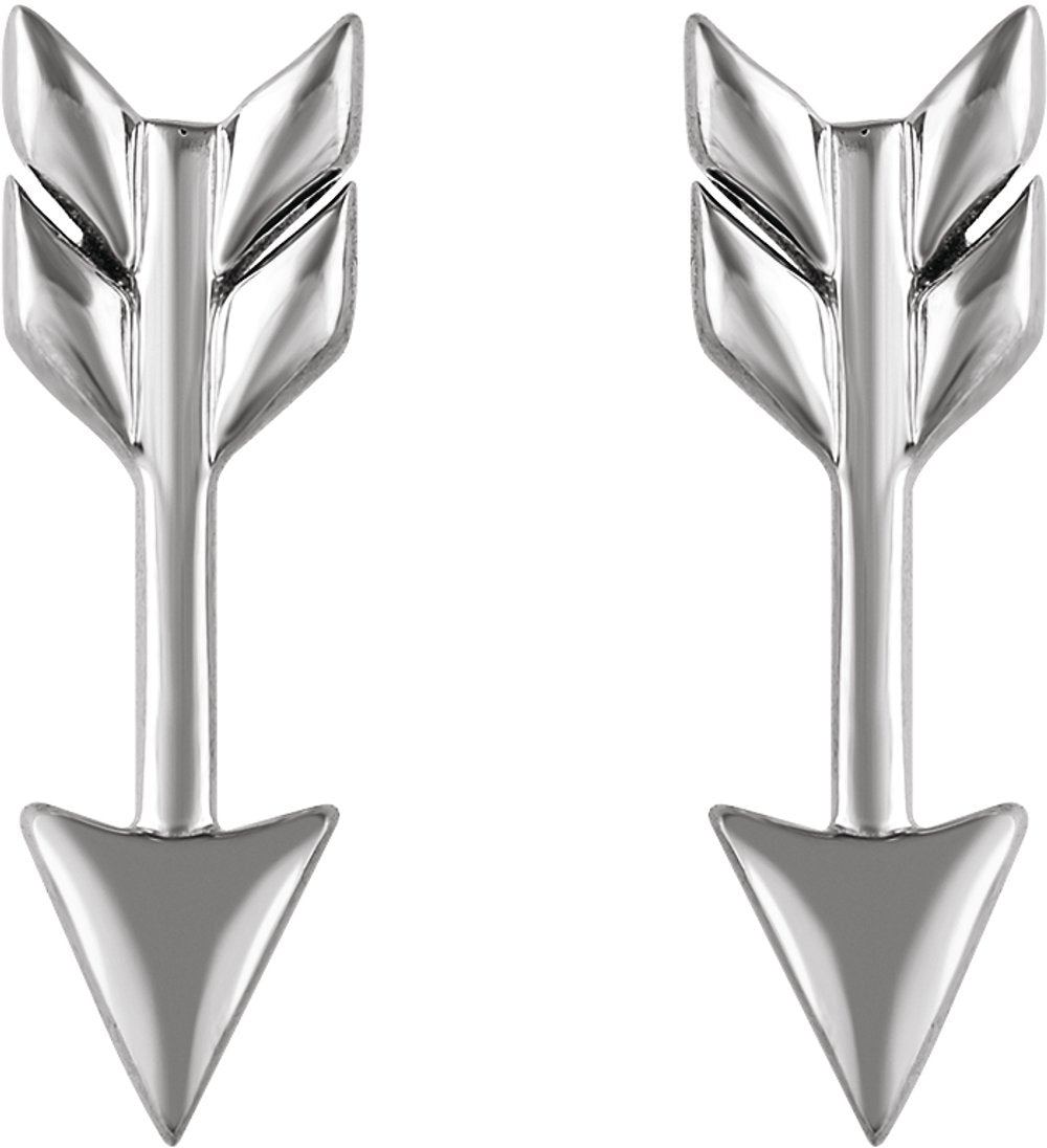 14K White Arrow Earrings