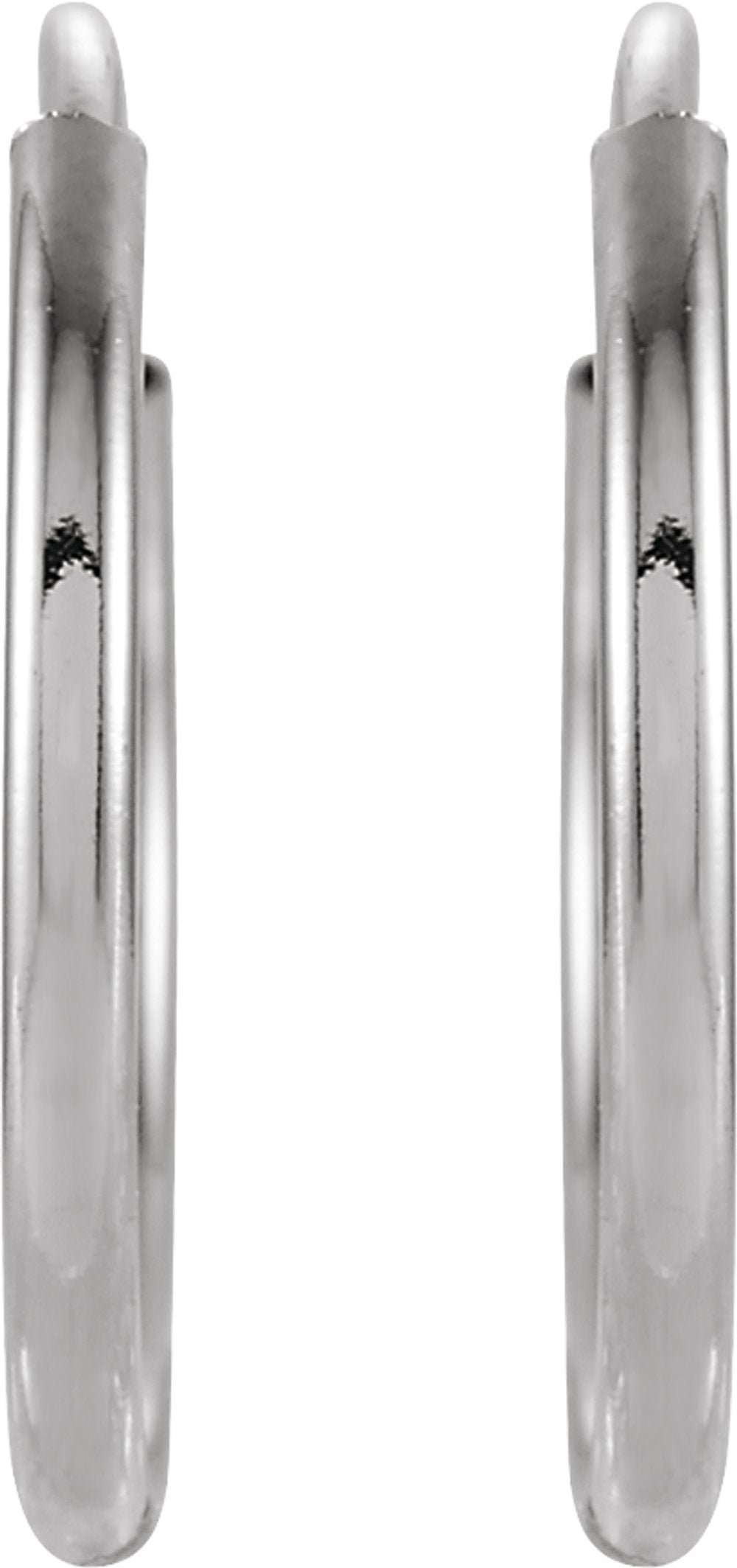 14K White Gold Endless Tube 12 mm Hoop Earring