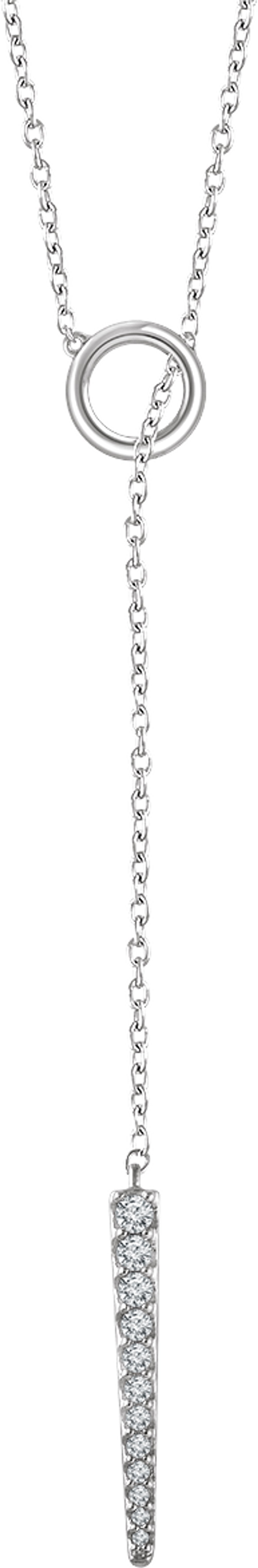 14K White 1/6 CTW Natural Diamond Circle & Bar 16-18" Y Necklace