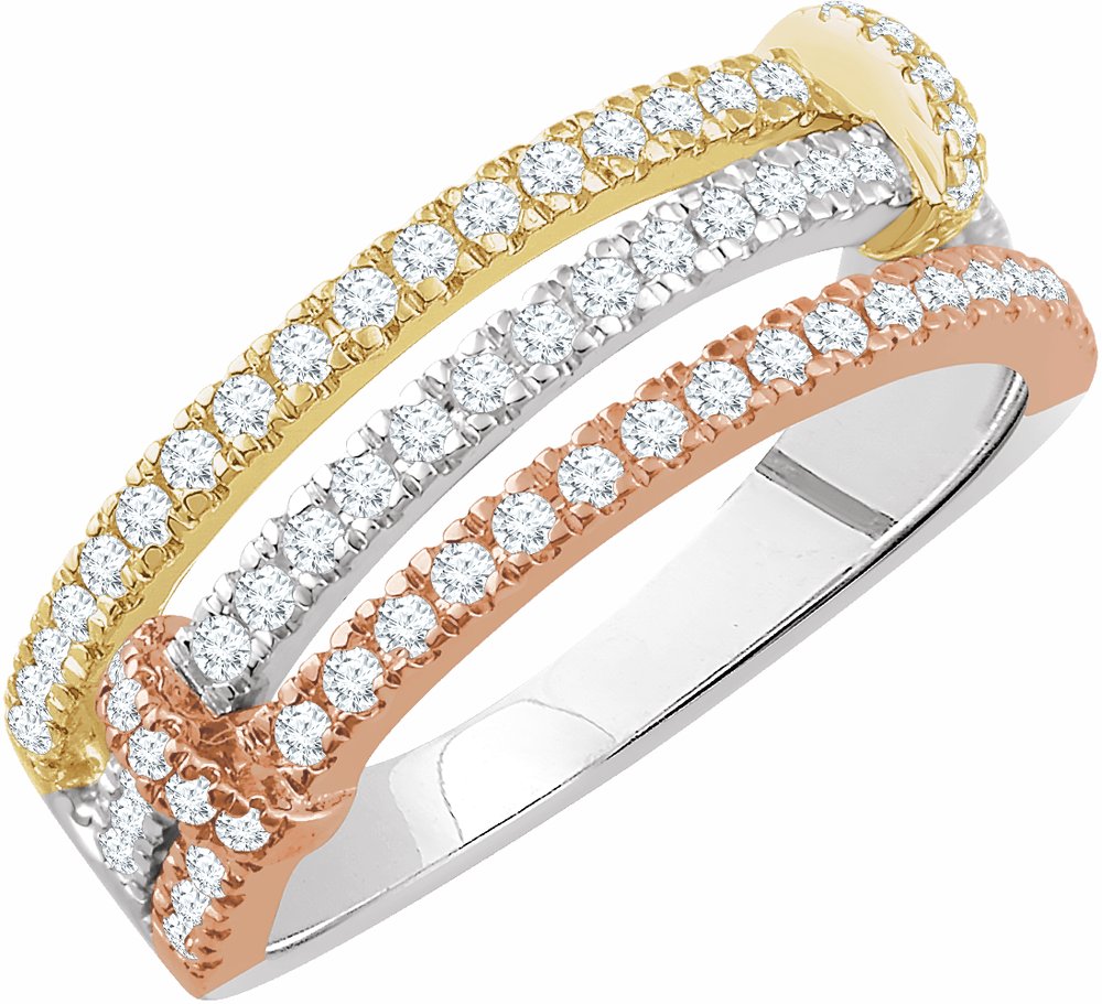 14K White/Rose/Yellow Gold 1/2 CTW Natural Diamond Ring