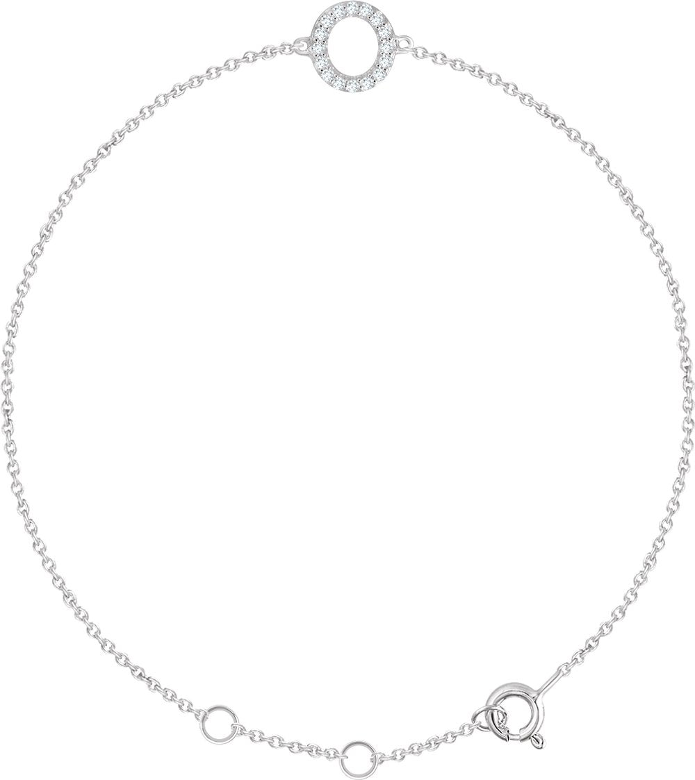 14K White Gold .06 CTW Natural Diamond Initial O 6-7" Bracelet