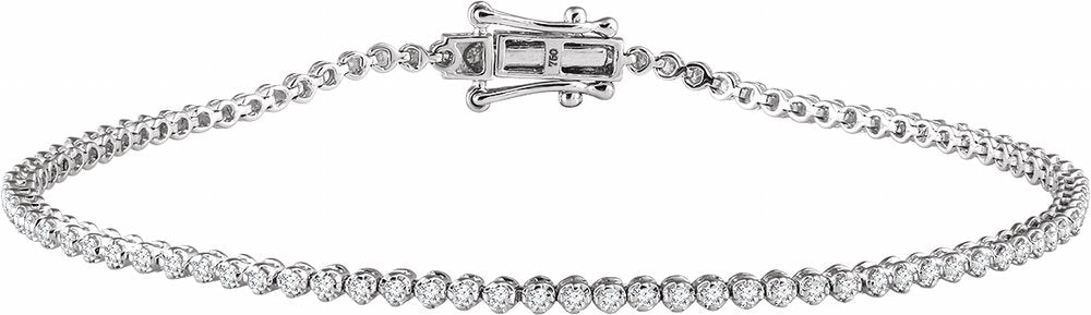 14K White Gold 9/10 CTW Natural Diamond 7" Line Bracelet
