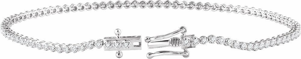 14K White Gold 9/10 CTW Natural Diamond 7" Line Bracelet