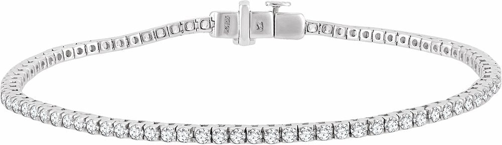 14K White Gold 1 3/4 CTW Natural Diamond Line 7" Bracelet