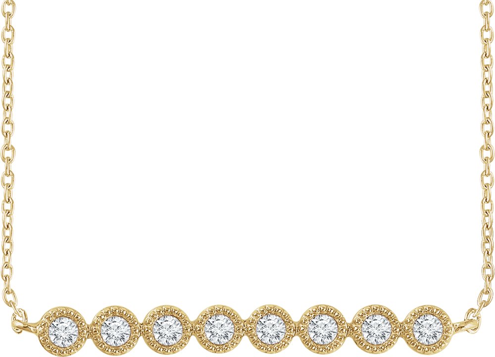 14K Yellow Gold 1/5 CTW Natural Diamond Bar 16-18" Necklace