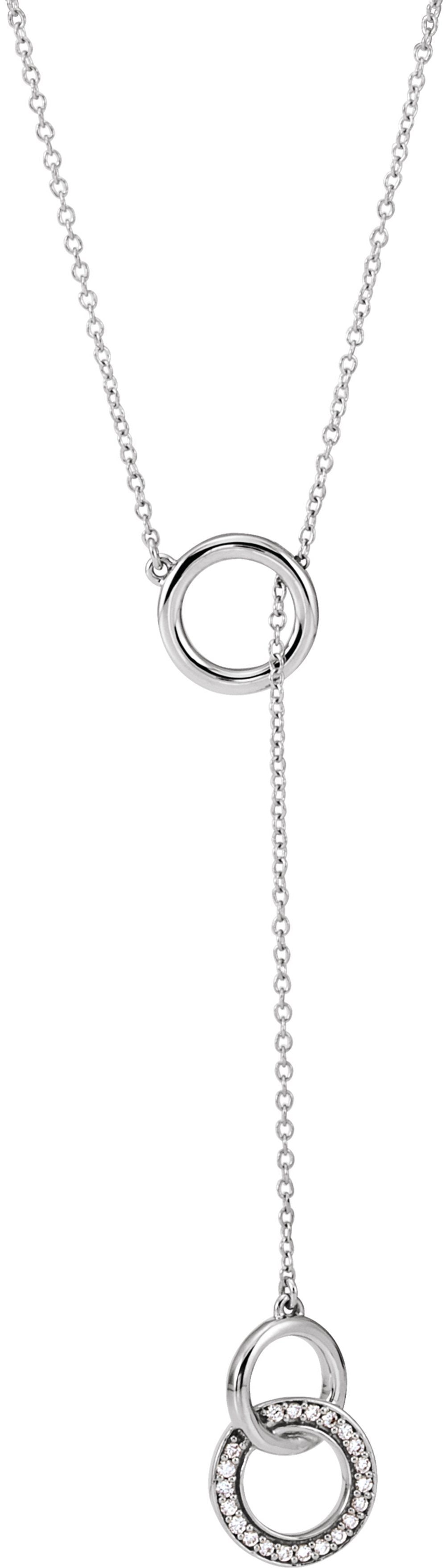 14K White Gold 1/10 CTW Natural Diamond Circle Y 16-18" Necklace