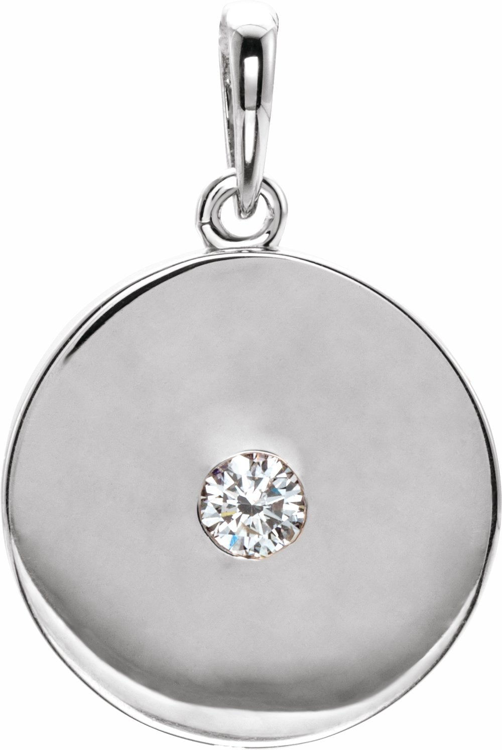 14K White 1/10 CTW Natural Diamond Disc Pendant