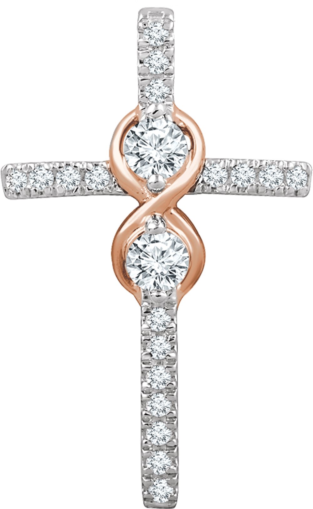 14K White/Rose Gold 1/3 CTW Natural Diamond Cross Pendant