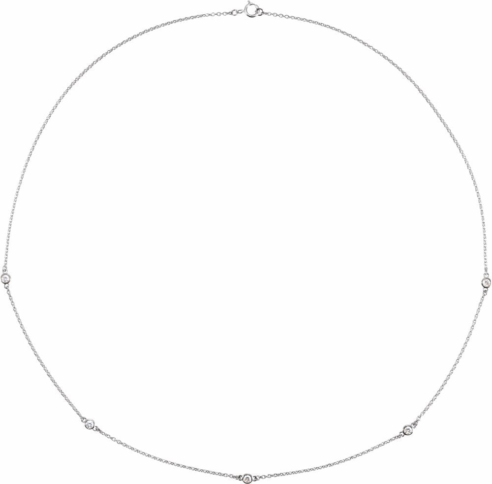 14K White Gold 3/4 CTW Natural Diamond 5-Station 18" Necklace