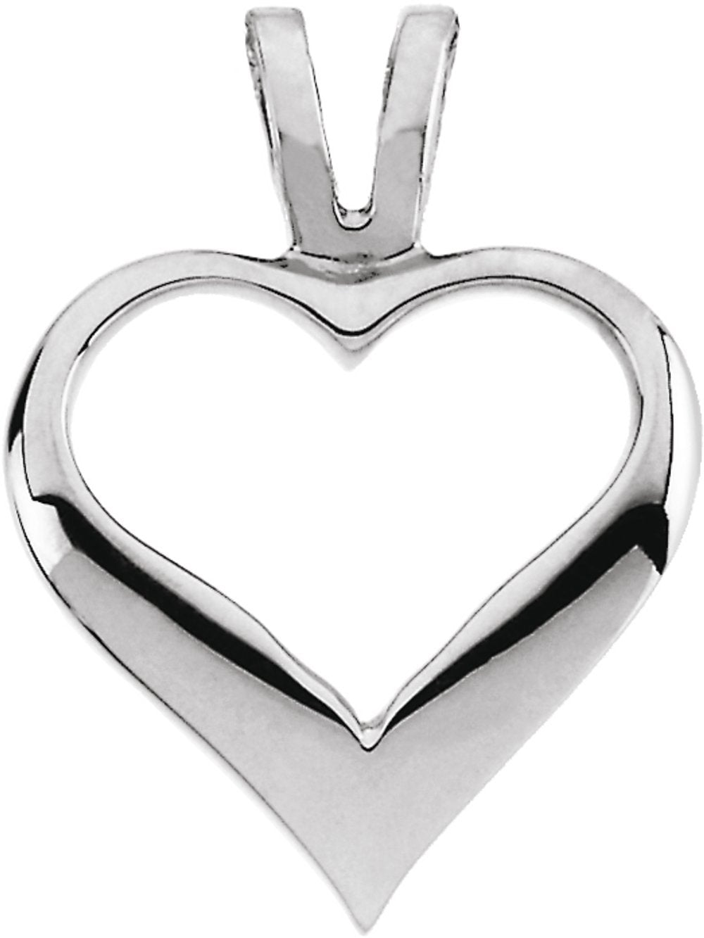 14K White 12 mm Heart Pendant
