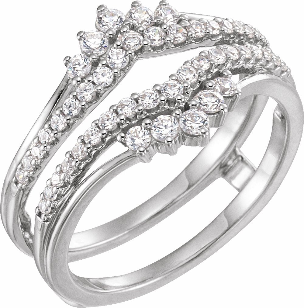 14K White Gold 1/2 CTW Natural Diamond Ring Guard