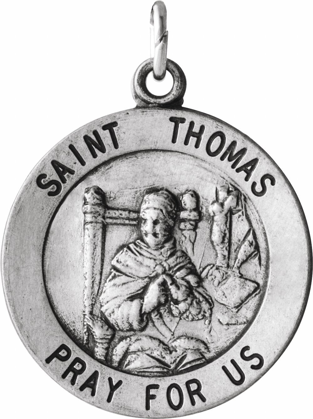 Sterling Silver 18 mm Round St. Thomas Medal 18" Necklace