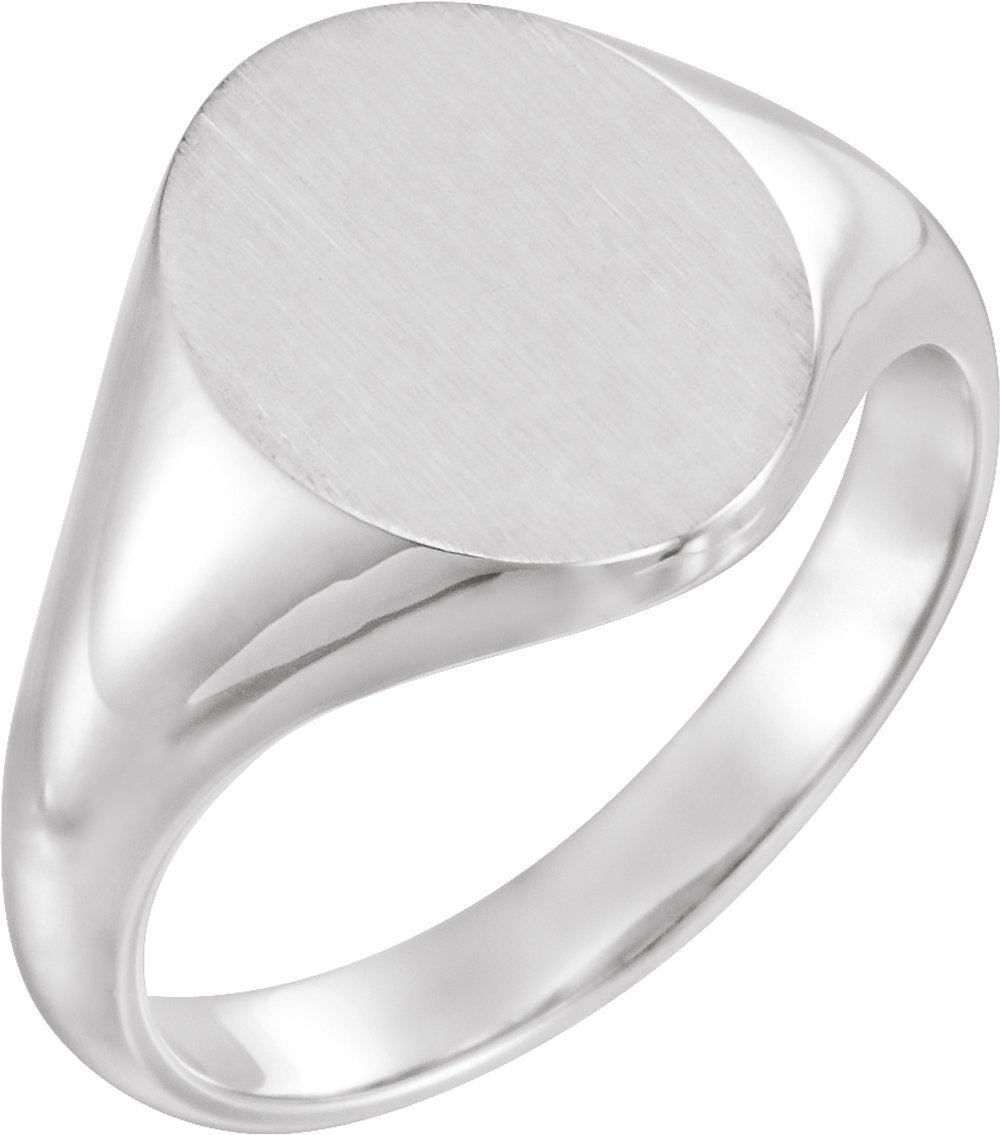 10K White Gold Oval Signet Ring