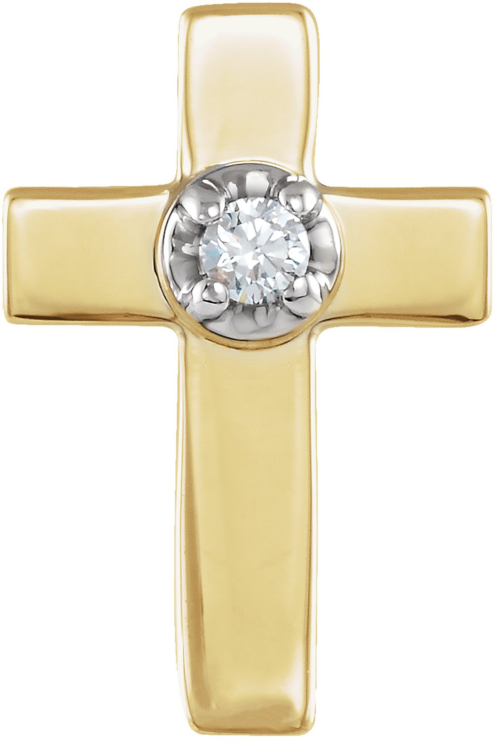 14K Yellow/White Gold .01 CT Natural Diamond Cross Lapel Pin