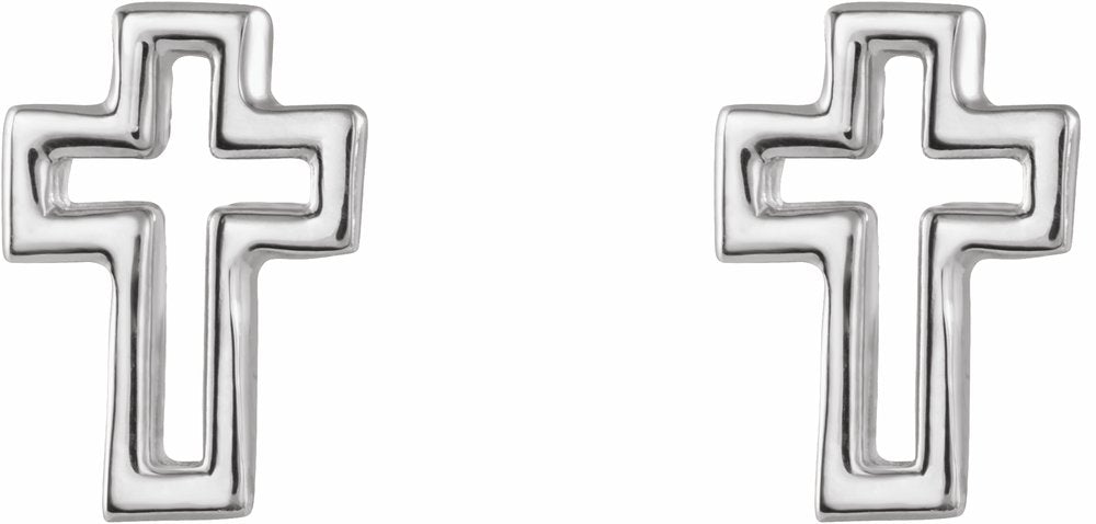 Sterling Silver Open Cross Earring