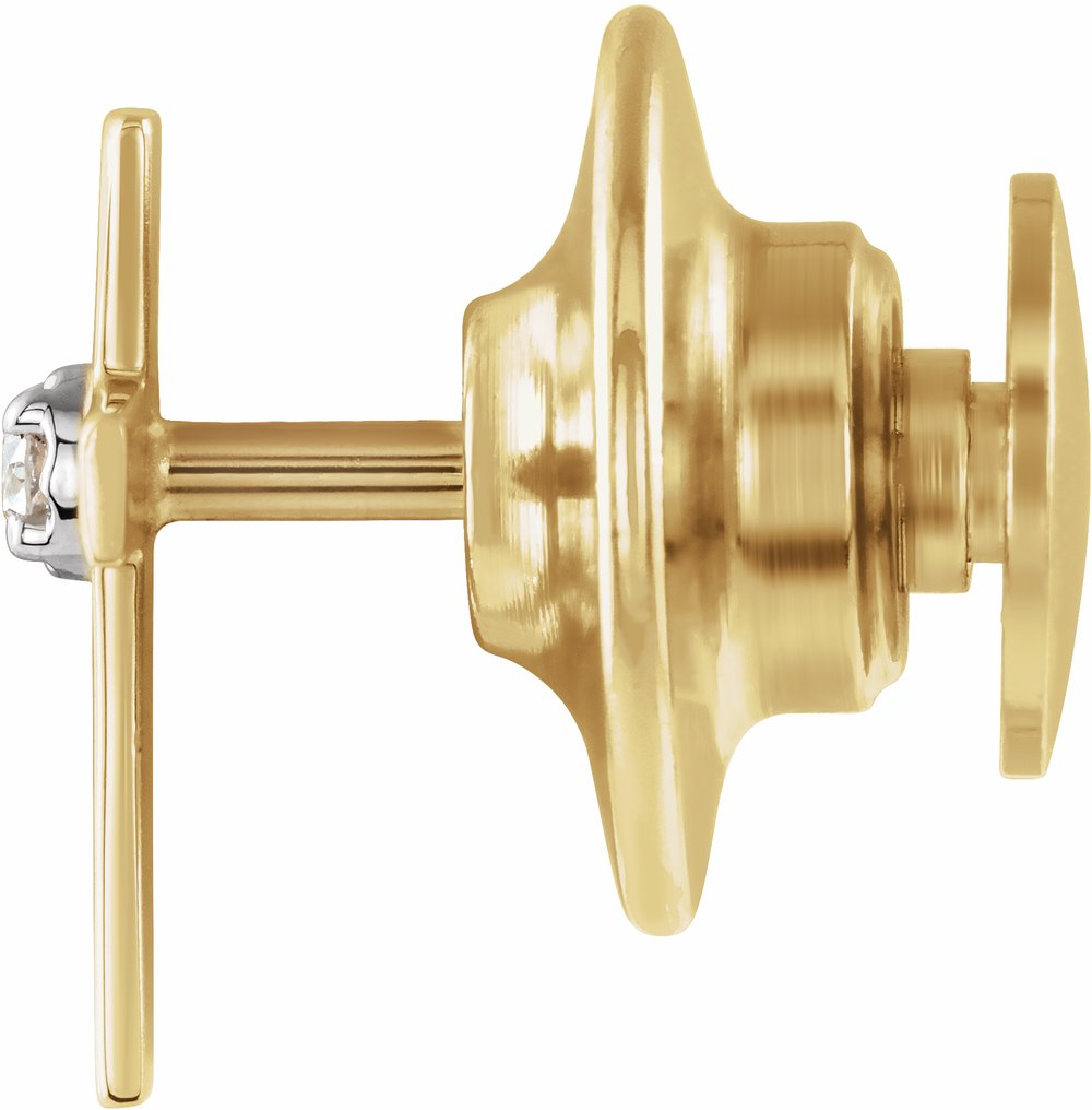 14K Yellow/White .025 CT Natural Diamond Cross Lapel Pin