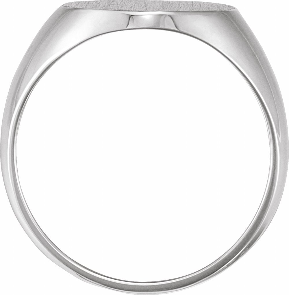 14K White Gold Oval Signet Ring