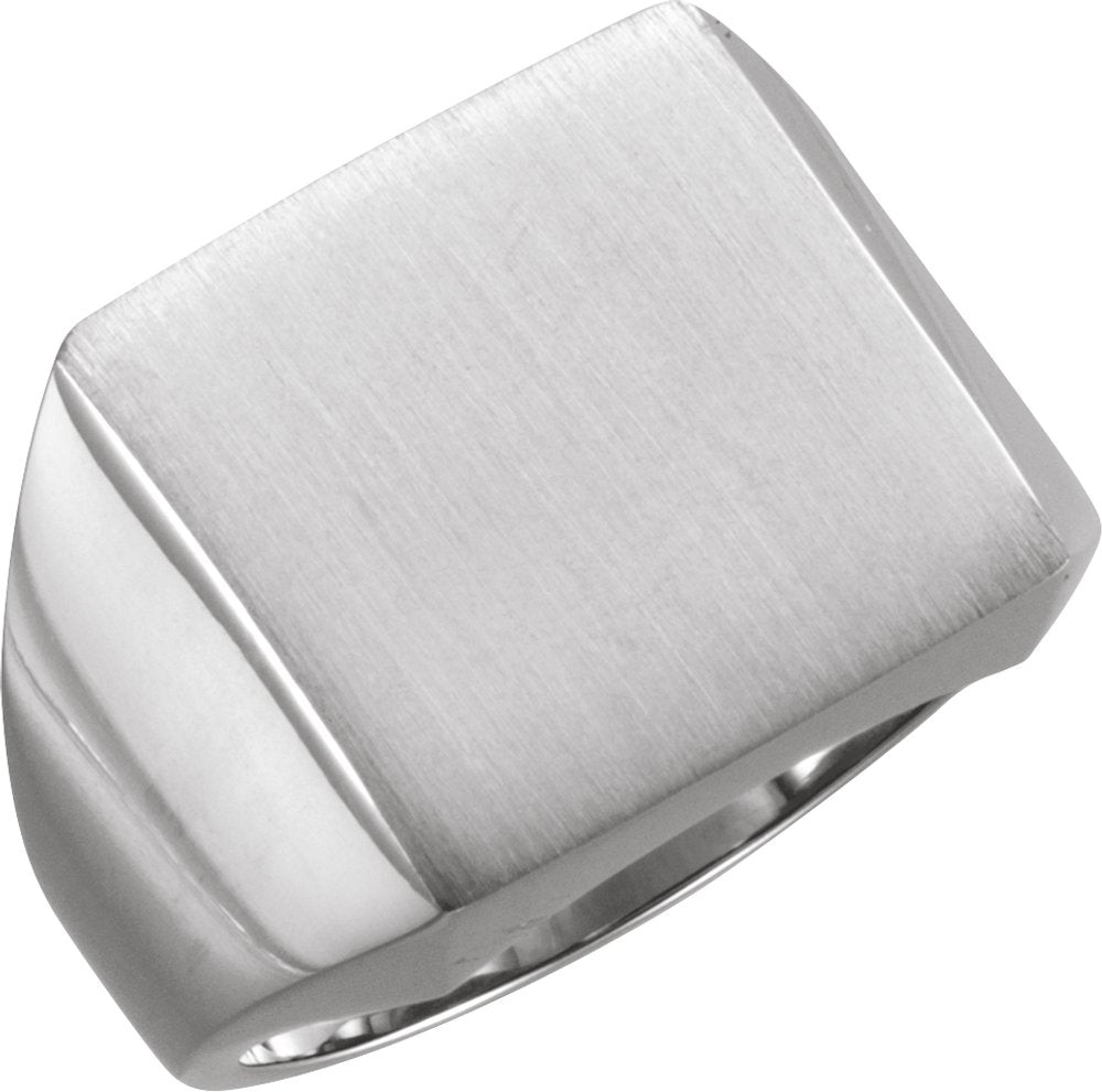 14K White Gold 16 mm Square Signet Ring