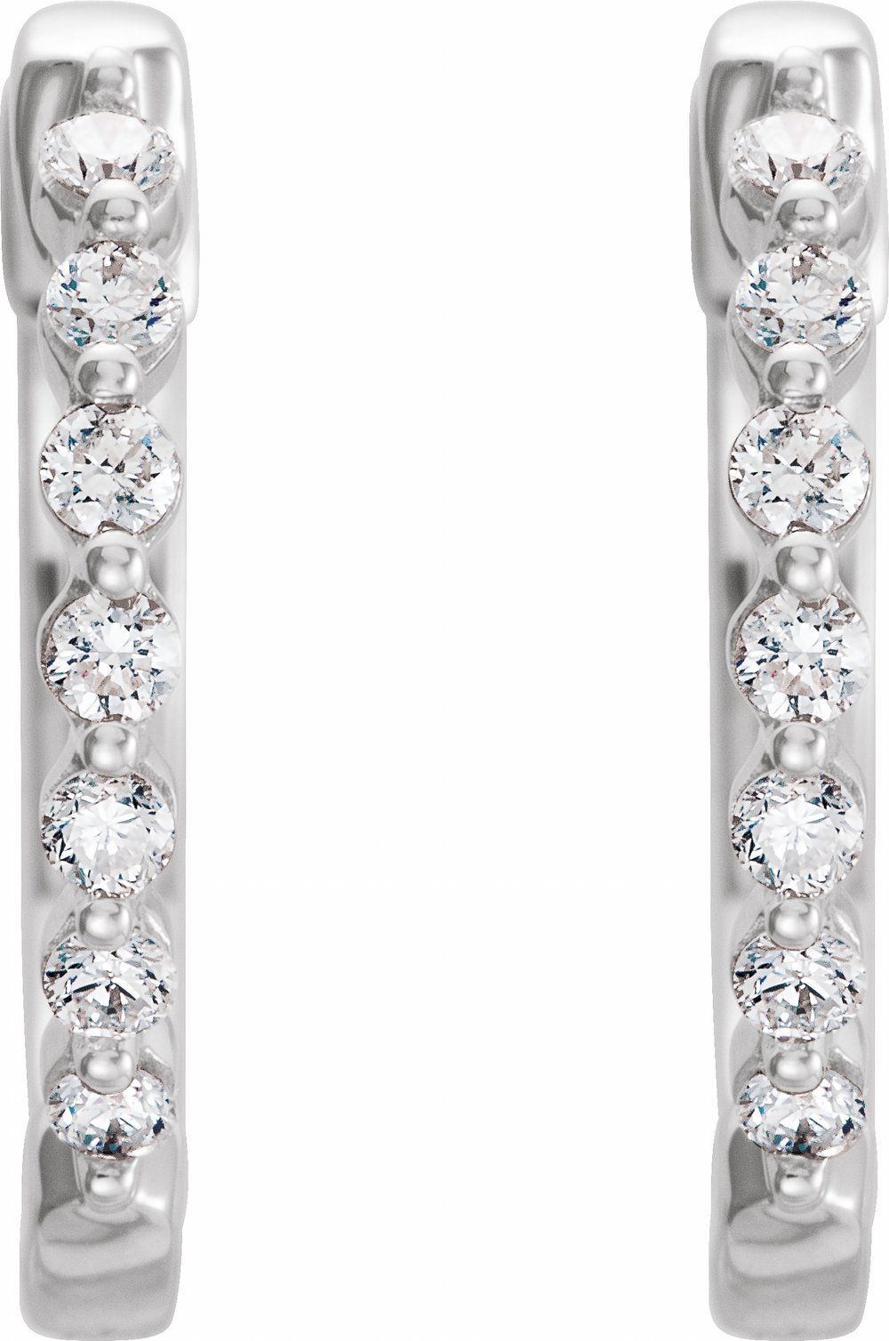 14K White Gold 1/5 CTW Natural Diamond Hinged 15.25 mm Hoop Earrings