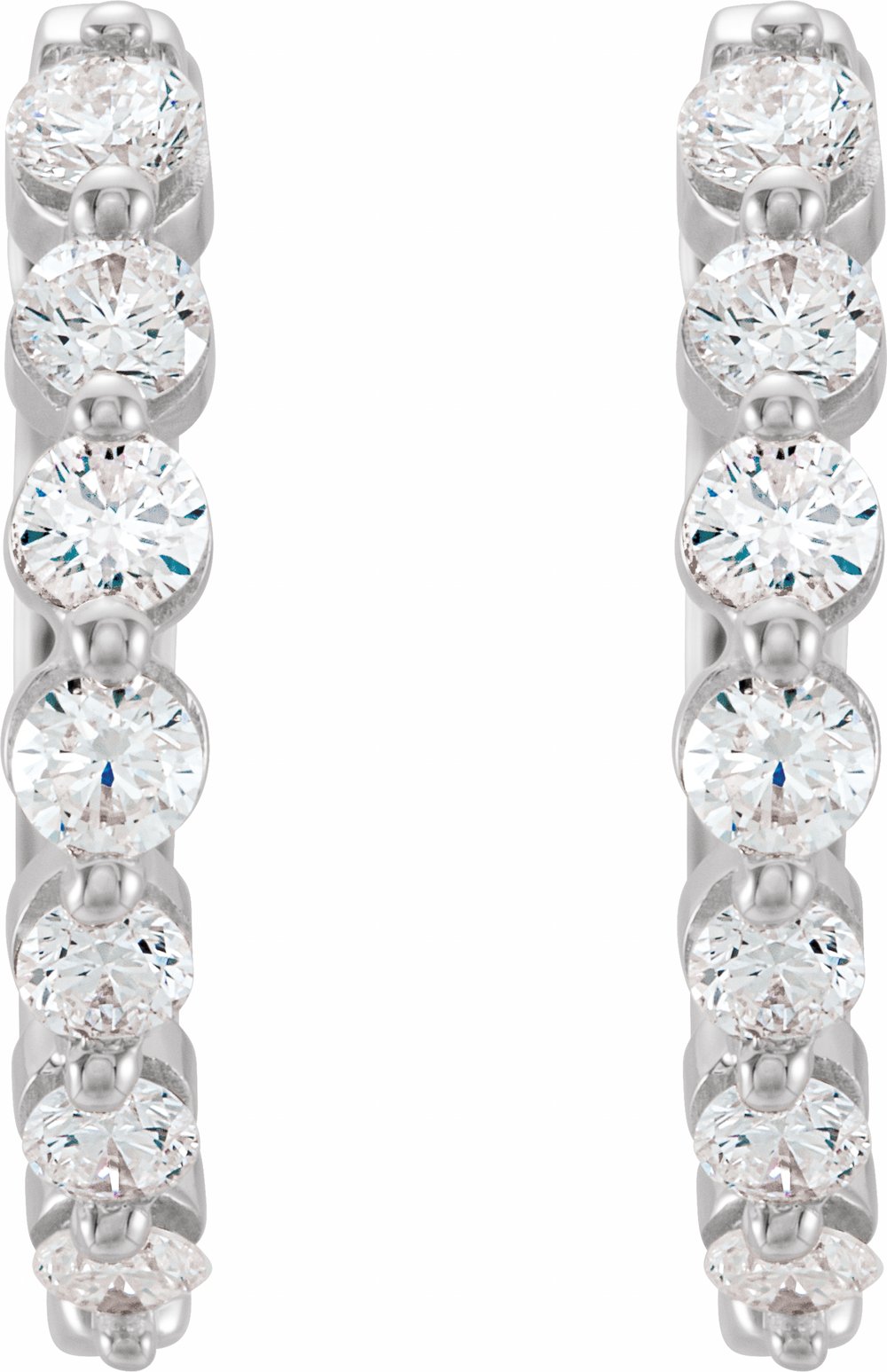 14K White Gold 1/2 CTW Natural Diamond Hinged 15.25 mm Hoop Earrings