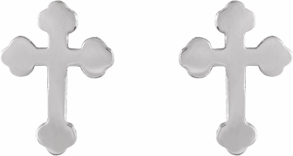 14K White Cross Earrings