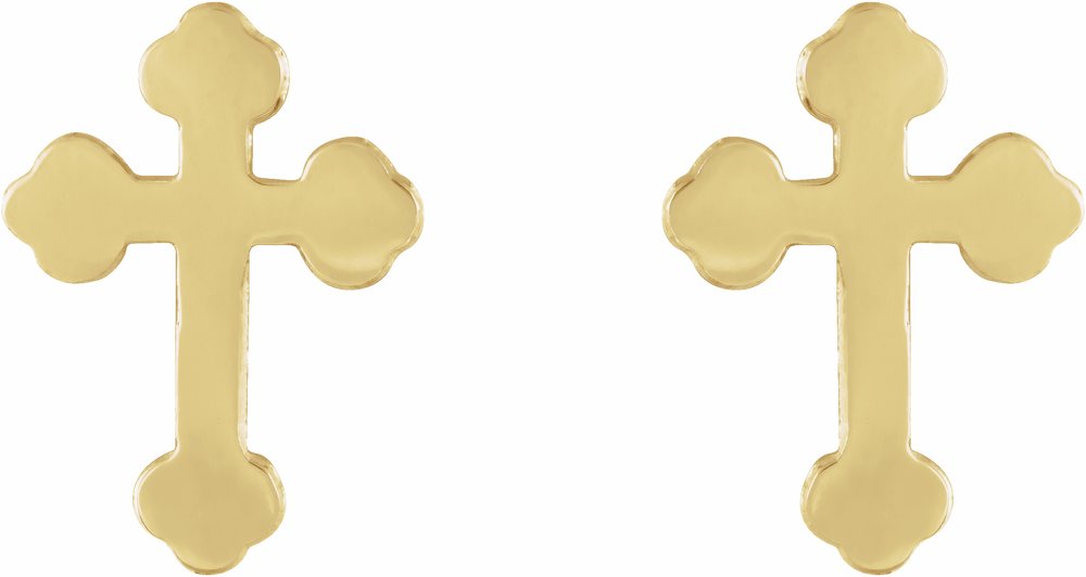 14K Yellow Cross Earrings